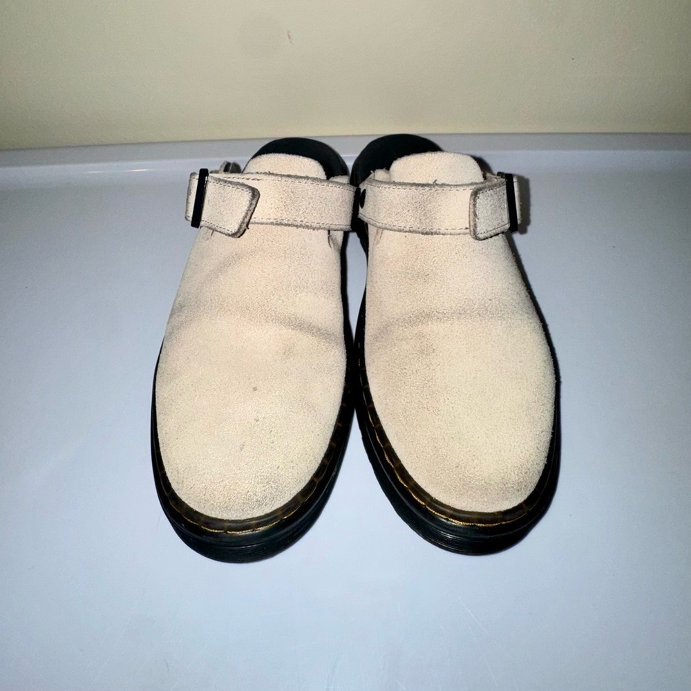 Dr. Martens Cream Carlson Suede Slingback Mules Size 7 View 3